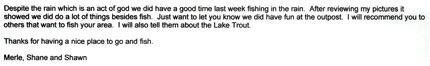 Cobblestone Lodge Guest Letters